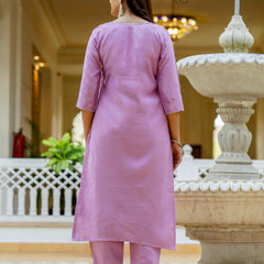 Women's Viscose Gadhwal Embroidered Beads Kurta with Bottom & Jacquard Tabby Organza Dupatta Set