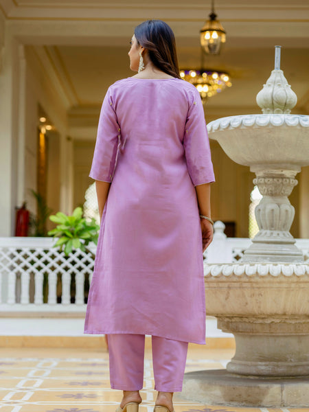 Women's Viscose Gadhwal Embroidered Beads Kurta with Bottom & Jacquard Tabby Organza Dupatta Set
