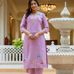 Women's Viscose Gadhwal Embroidered Beads Kurta with Bottom & Jacquard Tabby Organza Dupatta Set