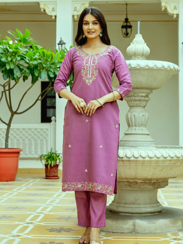 Women's Viscose Chanderi Silk Embroidered Beads Kurta with Bottom & Tabby Organza Dupatta Set  👗 Product Details 👗