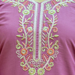Women's Viscose Chanderi Silk Embroidered Beads Kurta with Bottom & Tabby Organza Dupatta Set  👗 Product Details 👗