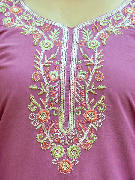 Women's Viscose Chanderi Silk Embroidered Beads Kurta with Bottom & Tabby Organza Dupatta Set  👗 Product Details 👗