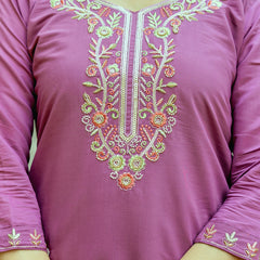 Women's Viscose Chanderi Silk Embroidered Beads Kurta with Bottom & Tabby Organza Dupatta Set  👗 Product Details 👗
