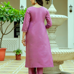 Women's Viscose Chanderi Silk Embroidered Beads Kurta with Bottom & Tabby Organza Dupatta Set  👗 Product Details 👗