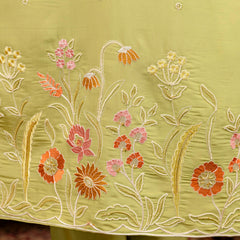 Women's Viscose Simer Embroidered Kurta with Bottom & Jacquard Organza Dupatta Set