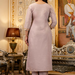 Women's Viscose Simer Embroidered Kurta with Bottom & Jacquard Organza Dupatta Set