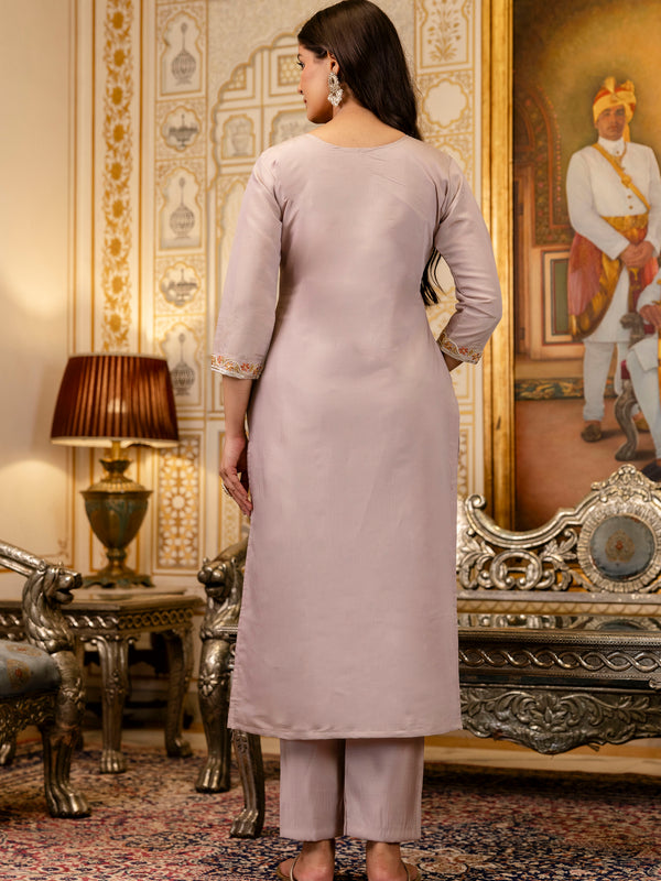 Women's Viscose Simer Embroidered Kurta with Bottom & Jacquard Organza Dupatta Set