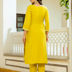 Women's Viscose Shimar Embroidered Kurta with Bottom & Jacquard Tabby Organza Dupatta Set