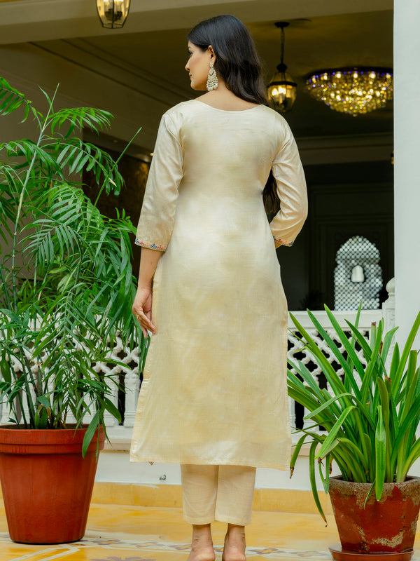 Women’s Viscose Assam Silk Embroidered Kurta Set with Assam Silk Dupatta