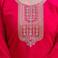 Women’s Viscose Chanderi Embroidered Kurta Set with Tabby Organza Dupatta