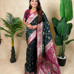 Premium Banarasi Soft Silk Saree With Blouse Piece