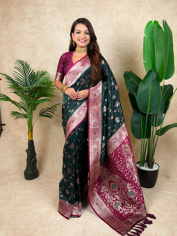 Premium Banarasi Soft Silk Saree With Blouse Piece