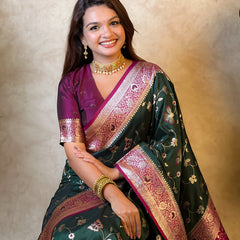 Premium Banarasi Soft Silk Saree With Blouse Piece