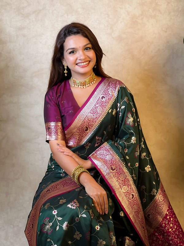 Premium Banarasi Soft Silk Saree With Blouse Piece