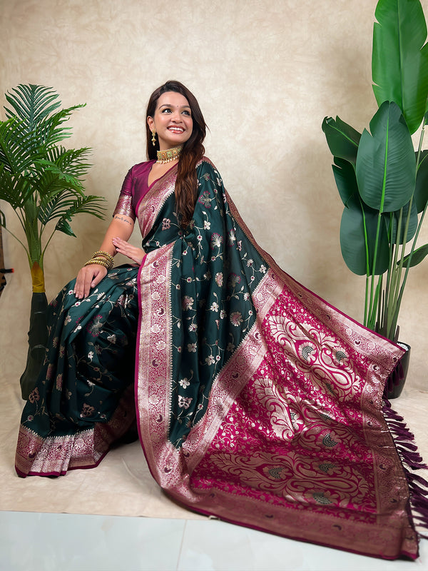 Premium Banarasi Soft Silk Saree With Blouse Piece