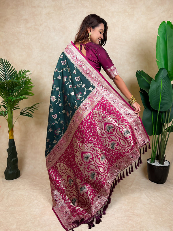Premium Banarasi Soft Silk Saree With Blouse Piece