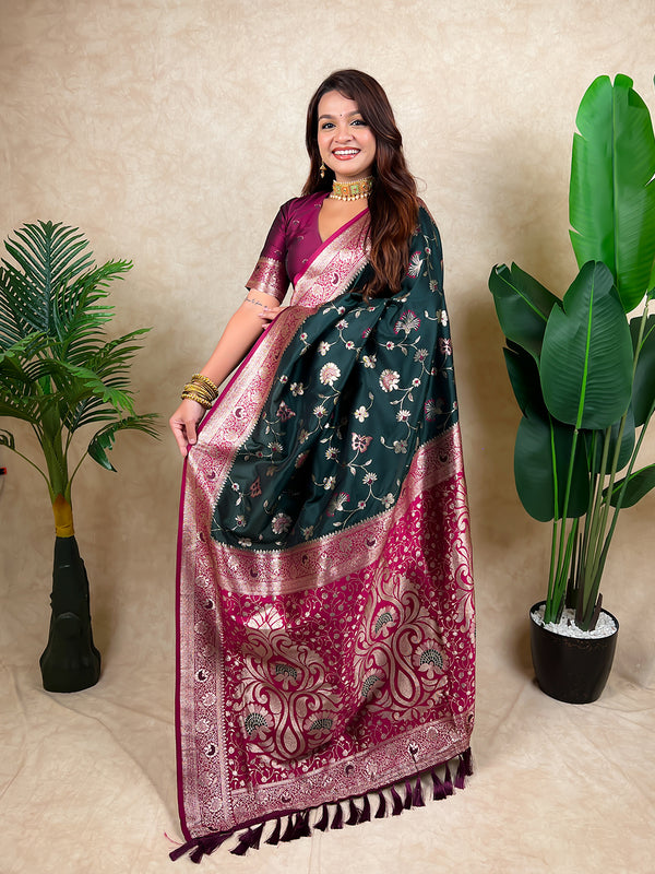 Premium Banarasi Soft Silk Saree With Blouse Piece