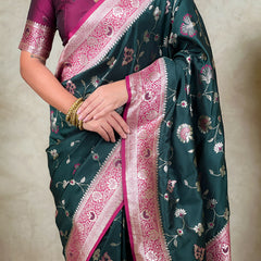Premium Banarasi Soft Silk Saree With Blouse Piece