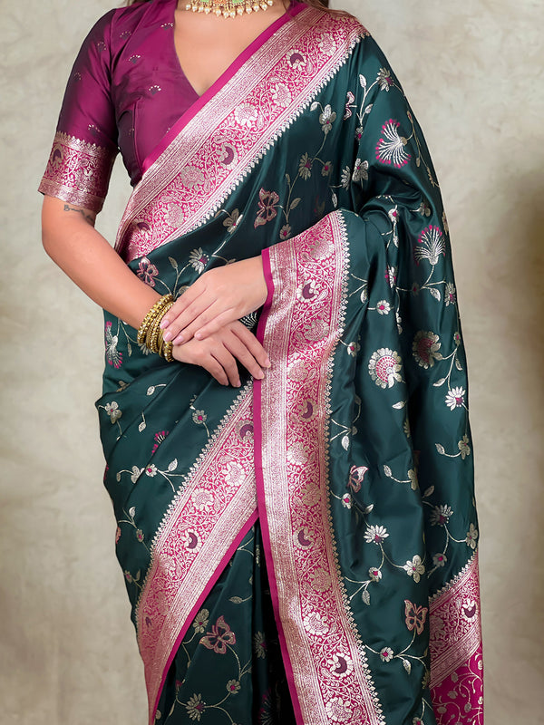 Premium Banarasi Soft Silk Saree With Blouse Piece