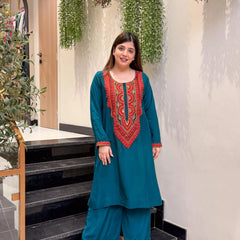 French Crepe Embroidered Kurta Pant Set