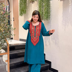 French Crepe Embroidered Kurta Pant Set