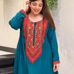 French Crepe Embroidered Kurta Pant Set