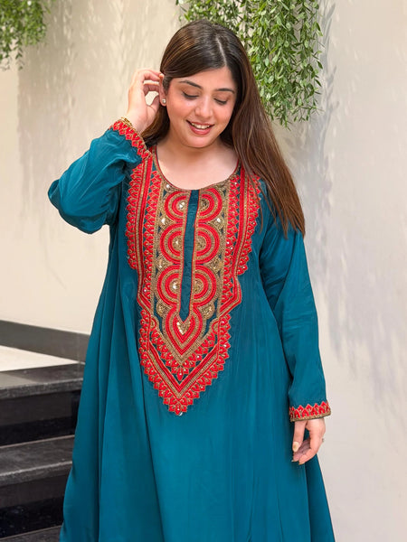 French Crepe Embroidered Kurta Pant Set