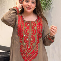 French Crepe Embroidered Kurta Pant Set