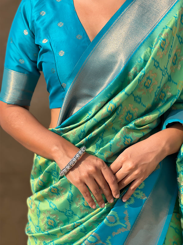 Premium Patola Silk Sarees with Meenakari Ikkat weaves