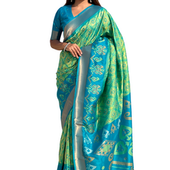 Premium Patola Silk Sarees with Meenakari Ikkat weaves