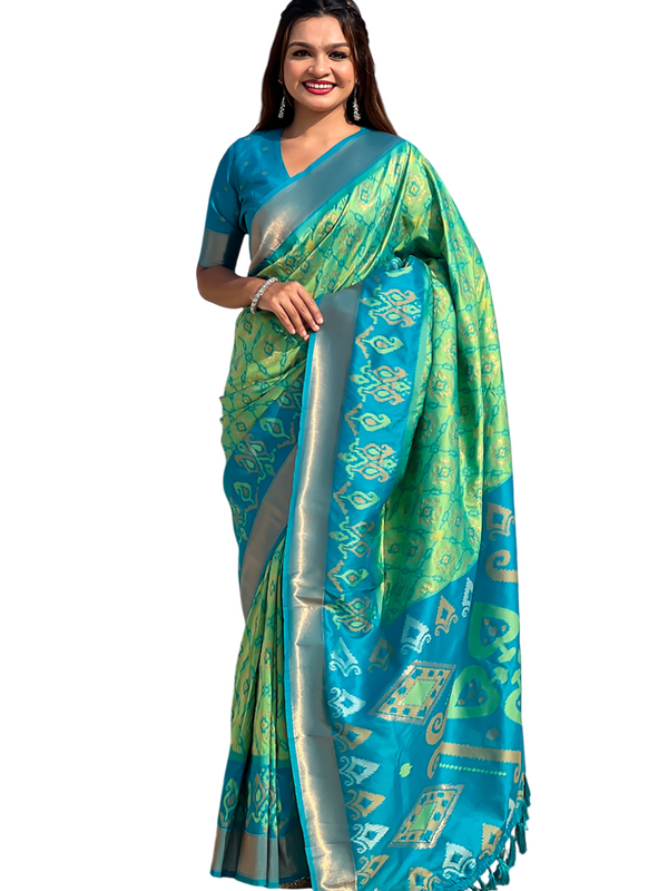 Premium Patola Silk Sarees with Meenakari Ikkat weaves