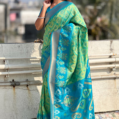 Premium Patola Silk Sarees with Meenakari Ikkat weaves