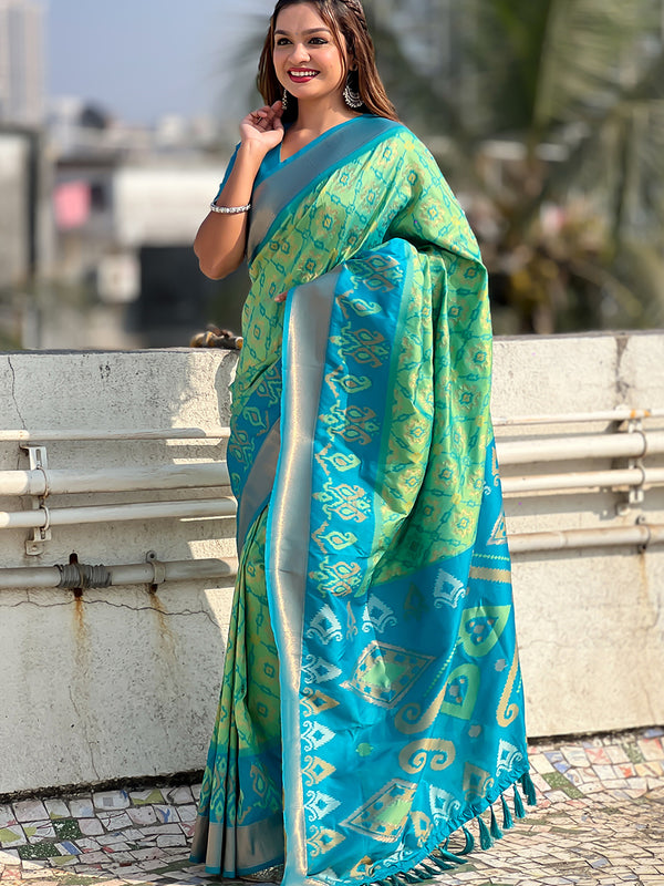 Premium Patola Silk Sarees with Meenakari Ikkat weaves