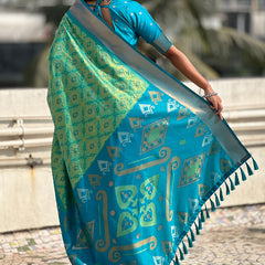 Premium Patola Silk Sarees with Meenakari Ikkat weaves