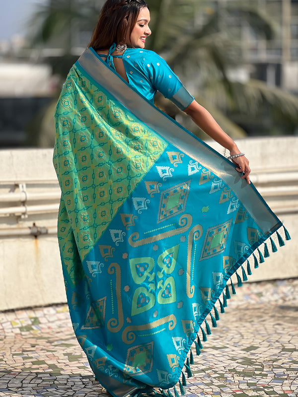 Premium Patola Silk Sarees with Meenakari Ikkat weaves