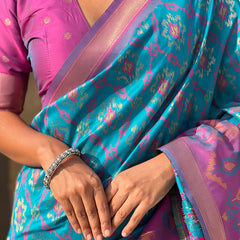 Premium Patola Silk Sarees with Meenakari Ikkat weaves