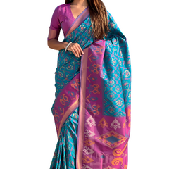 Premium Patola Silk Sarees with Meenakari Ikkat weaves
