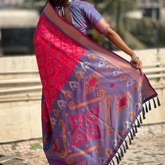 Premium Patola Silk Sarees with Meenakari Ikkat weaves
