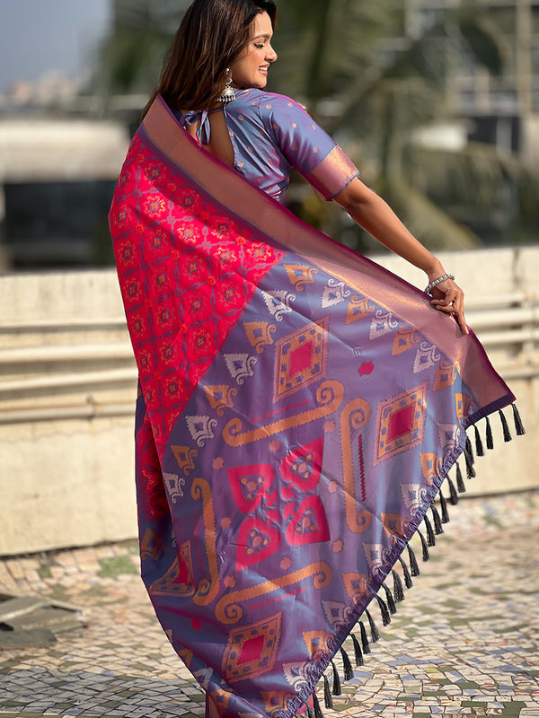 Premium Patola Silk Sarees with Meenakari Ikkat weaves
