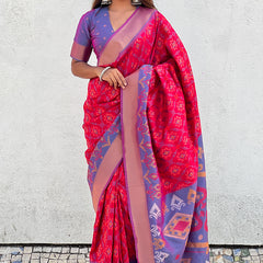Premium Patola Silk Sarees with Meenakari Ikkat weaves