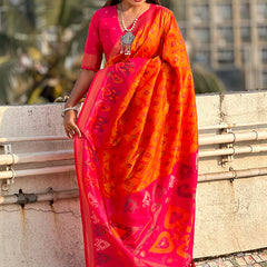Premium Patola Silk Sarees with Meenakari Ikkat weaves