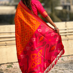 Premium Patola Silk Sarees with Meenakari Ikkat weaves