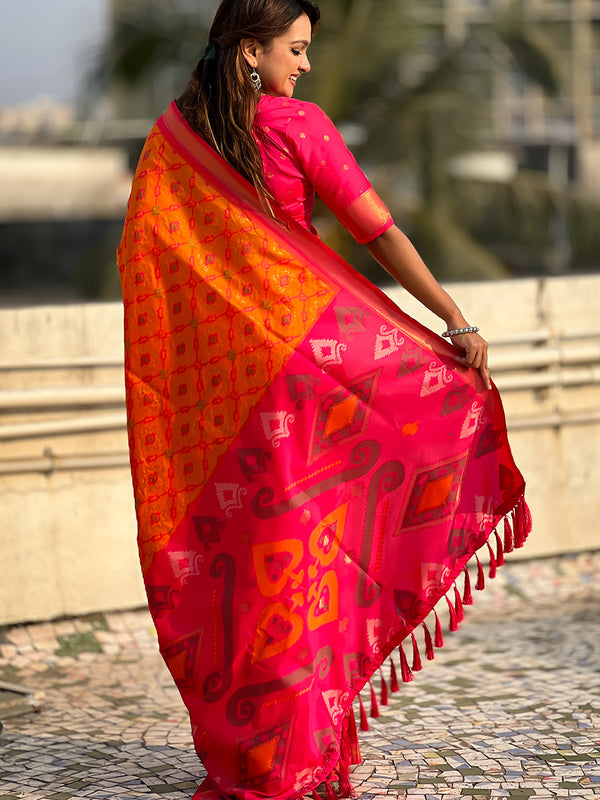 Premium Patola Silk Sarees with Meenakari Ikkat weaves