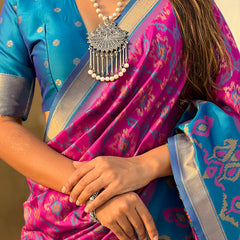 Premium Patola Silk Sarees with Meenakari Ikkat weaves