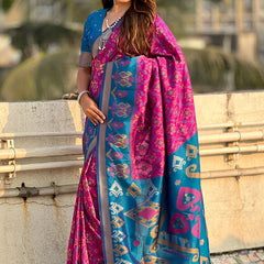 Premium Patola Silk Sarees with Meenakari Ikkat weaves