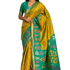 Premium Patola Silk Sarees with Meenakari Ikkat weaves