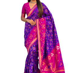 Premium Patola Silk Sarees with Meenakari Ikkat weaves