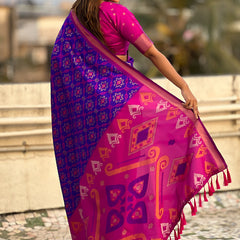 Premium Patola Silk Sarees with Meenakari Ikkat weaves