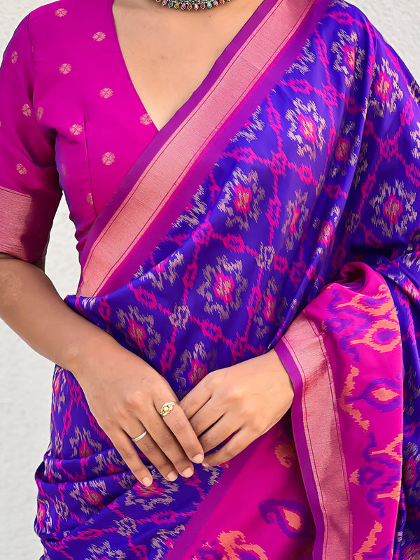 Premium Patola Silk Sarees with Meenakari Ikkat weaves