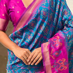 Premium Patola Silk Sarees with Meenakari Ikkat weaves